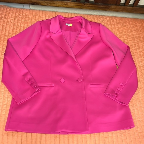 Good American Scuba 2.0 Fuchsia Bright Pink Blazer size 5 or 2XL - Picture 15 of 16